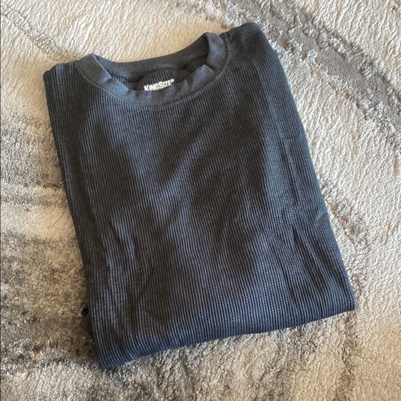 KingSize Waffle-Knit Thermal Crewneck Tee in dark heather gray Size 4X Big NIB - Picture 3 of 5